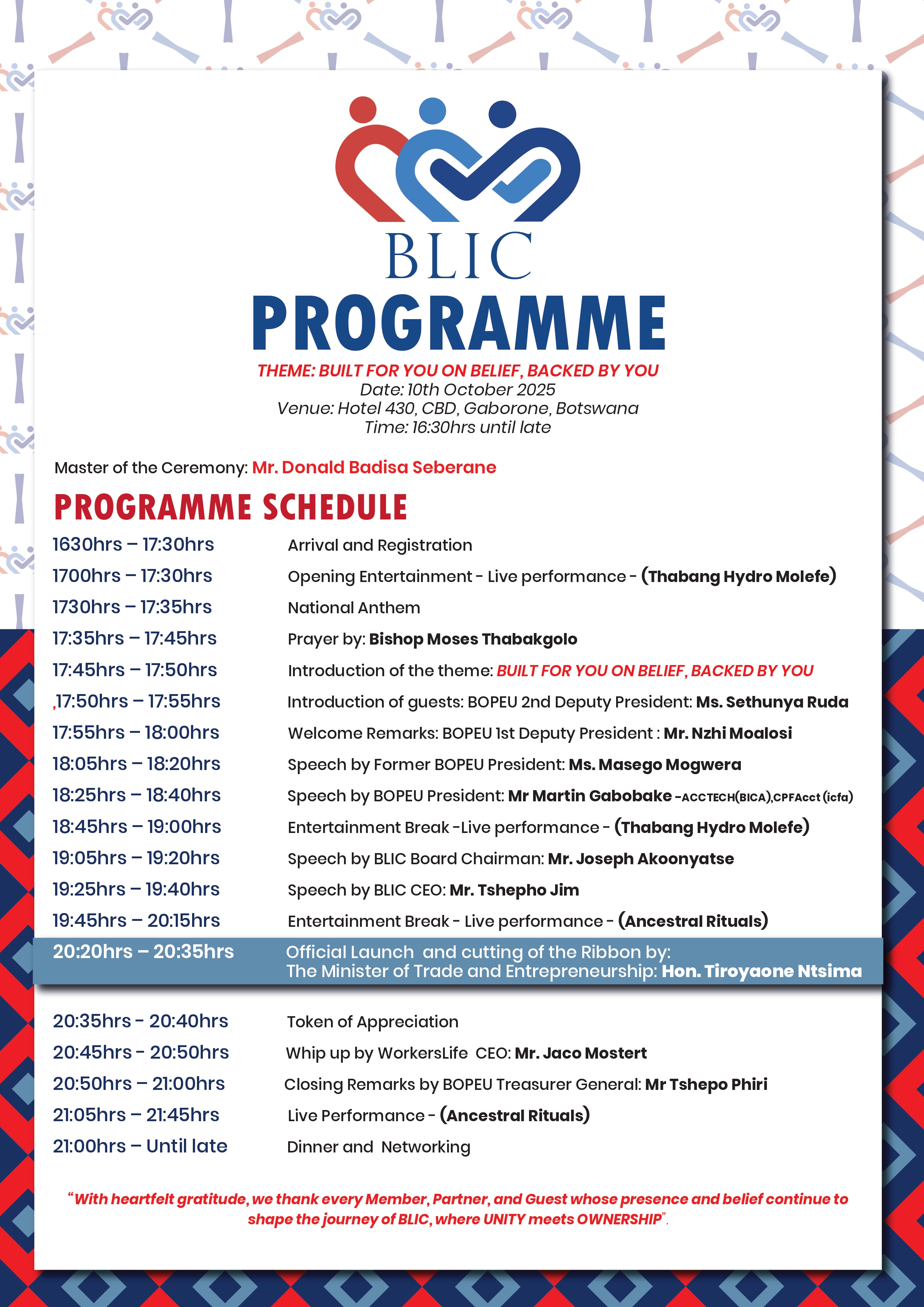 BLIC Launch Programme